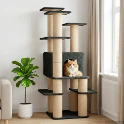 vidaXL Kattenboom met sisal krabpalen Donkergrijs 161 cm