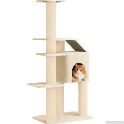vidaXL Kattenboom met sisal krabpalen Crèmekleurig 183 cm
