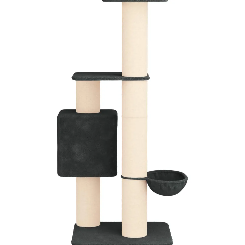 vidaXL Kattenboom met sisal krabpalen Donkergrijs 137 cm