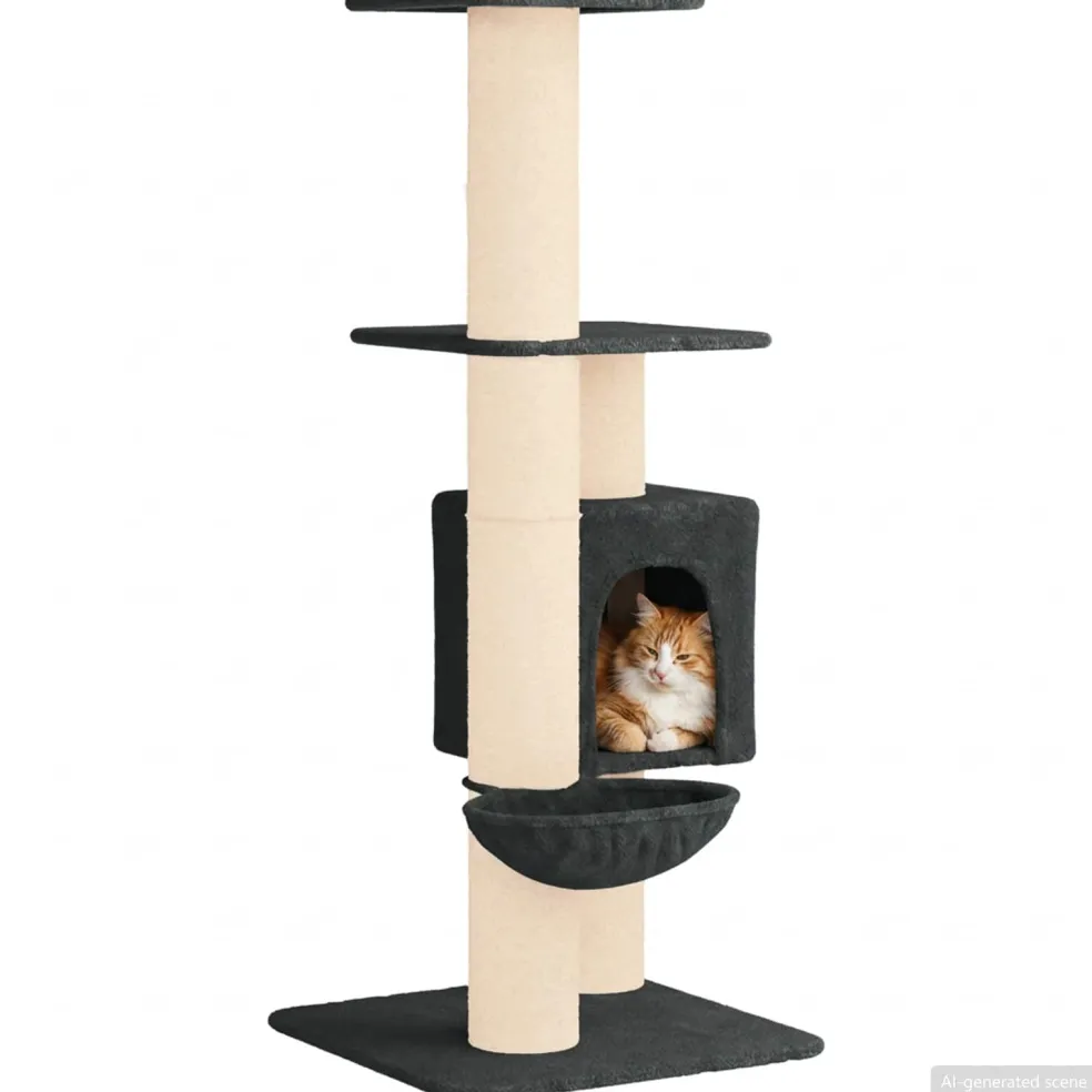 vidaXL Kattenboom met sisal krabpalen Donkergrijs 137 cm