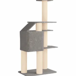 vidaXL Kattenboom met sisal krabpalen Lichtgrijs 183 cm