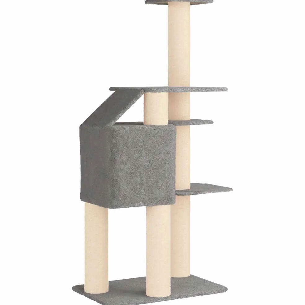 vidaXL Kattenboom met sisal krabpalen Lichtgrijs 183 cm