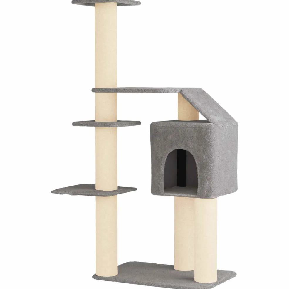 vidaXL Kattenboom met sisal krabpalen Lichtgrijs 183 cm