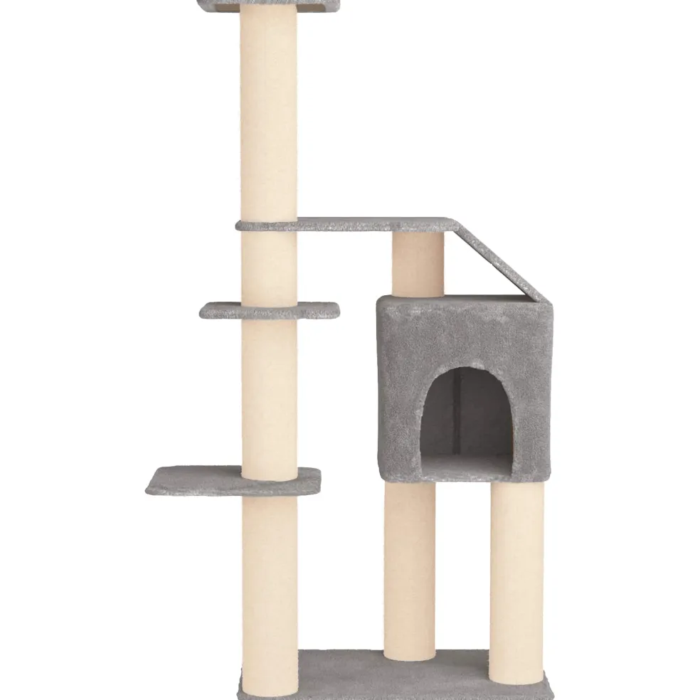 vidaXL Kattenboom met sisal krabpalen Lichtgrijs 183 cm
