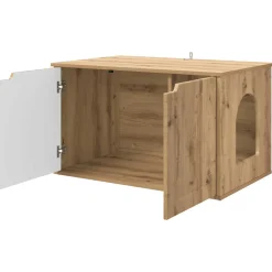 vidaXL Kattenhuis Ambachtelijk eiken 85 x 55 x 50,5 cm Bewerkt hout