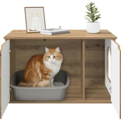 vidaXL Kattenhuis Ambachtelijk eiken 85 x 55 x 50,5 cm Bewerkt hout