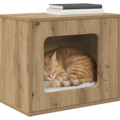 vidaXL Kattenhuis Artisanaal eiken 51 x 30 x 42,5 cm Bewerkt hout