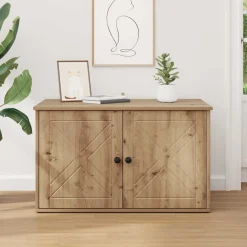 vidaXL Kattenhuis Artisanaal eiken 85 x 55 x 50,5 cm Bewerkt hout