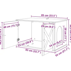 vidaXL Kattenhuis Artisanaal eiken 85 x 55 x 50,5 cm Bewerkt hout