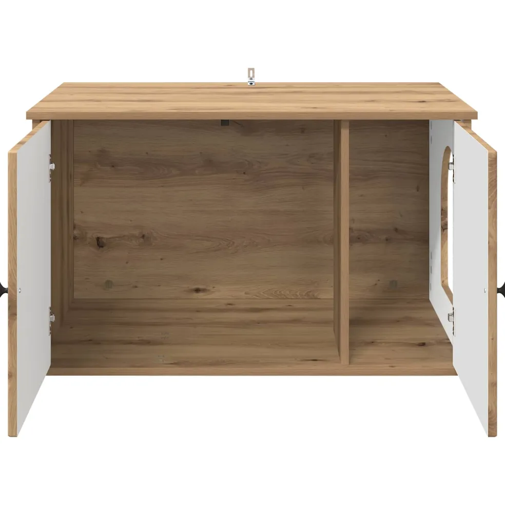vidaXL Kattenhuis Artisanaal eiken 85 x 55 x 50,5 cm Bewerkt hout