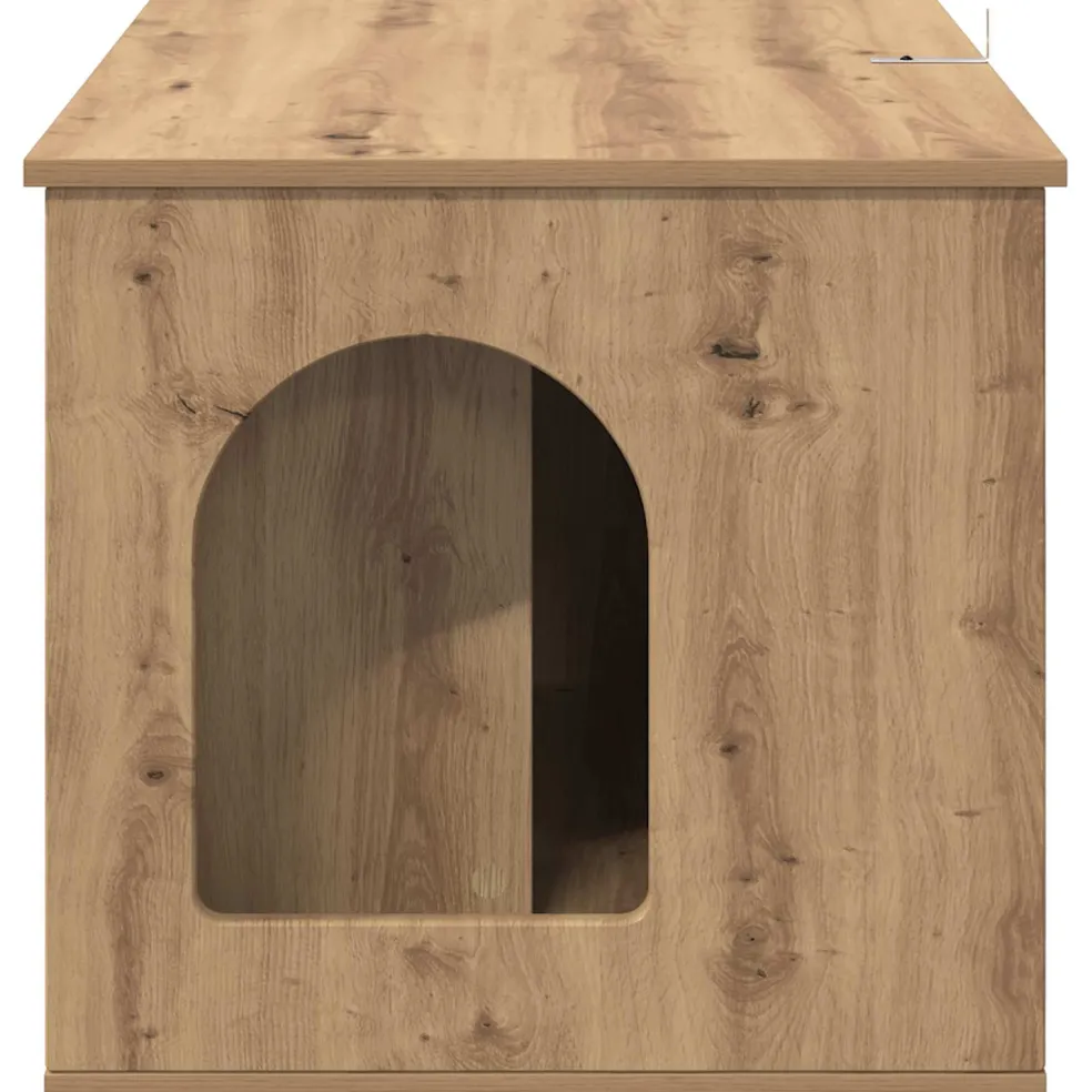 vidaXL Kattenhuis Artisanaal eiken 85 x 55 x 50,5 cm Bewerkt hout