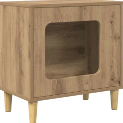vidaXL Kattenhuis Artisanaal eiken 51 x 30 x 52 cm Bewerkt hout