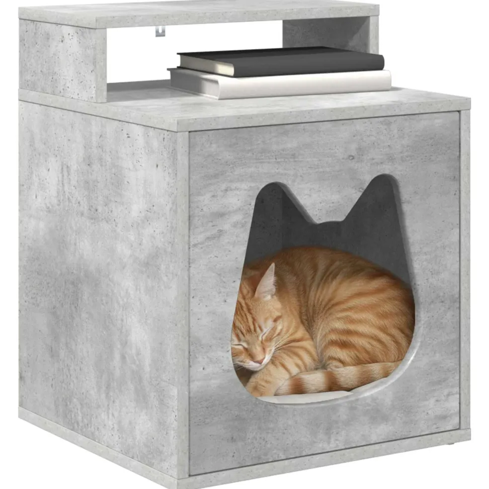 vidaXL Kattenhuis Beton 42,5 x 40 x 53,5 cm Bewerkt hout