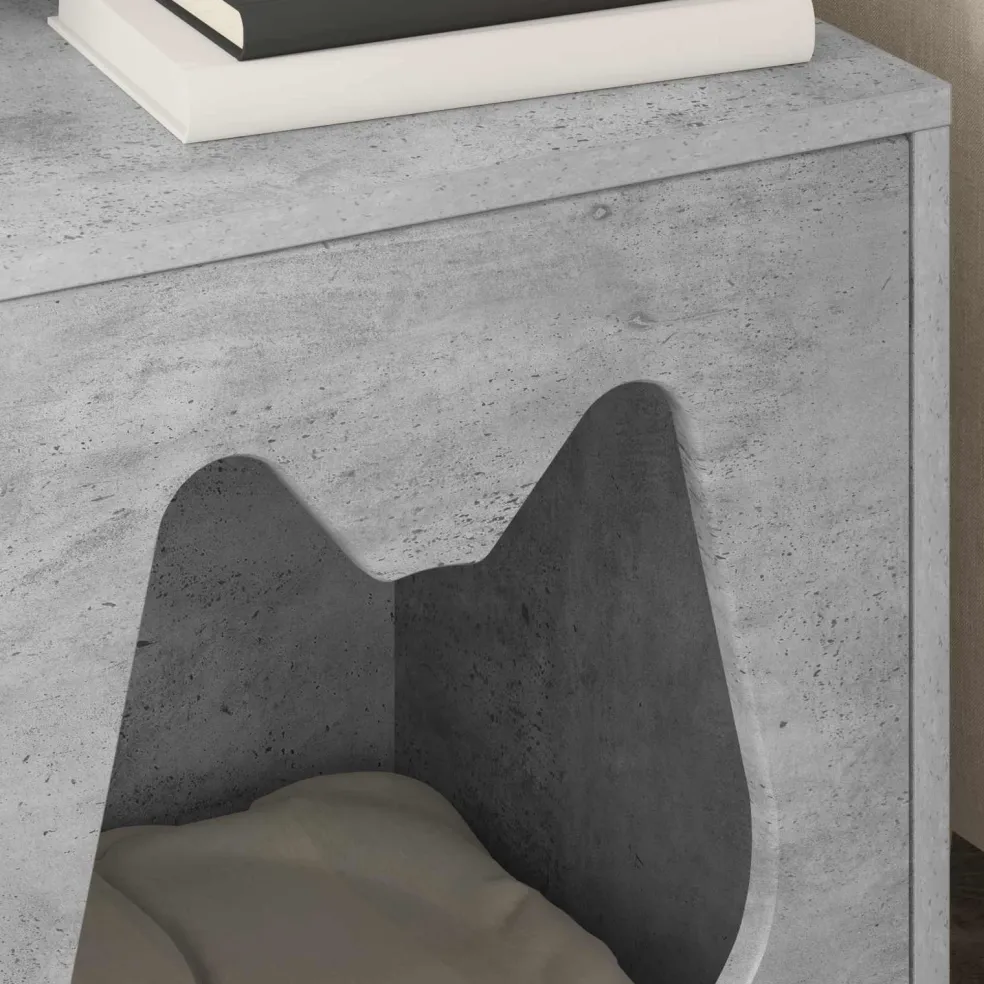 vidaXL Kattenhuis Beton 42,5 x 40 x 53,5 cm Bewerkt hout
