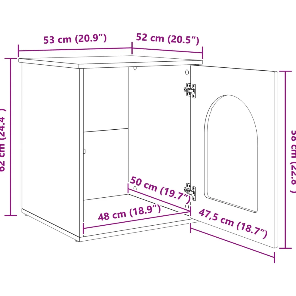 vidaXL Kattenhuis Beton 53 x 52 x 62 cm Bewerkt hout