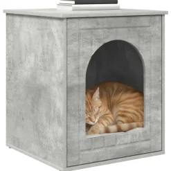 vidaXL Kattenhuis Beton 53 x 52 x 62 cm Bewerkt hout