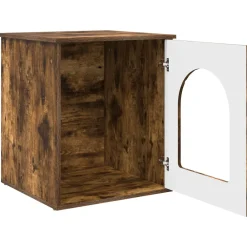 vidaXL Kattenhuis Gerookt eiken 53 x 52 x 62 cm Bewerkt hout
