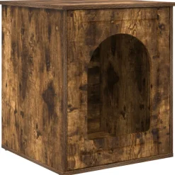 vidaXL Kattenhuis Gerookt eiken 53 x 52 x 62 cm Bewerkt hout