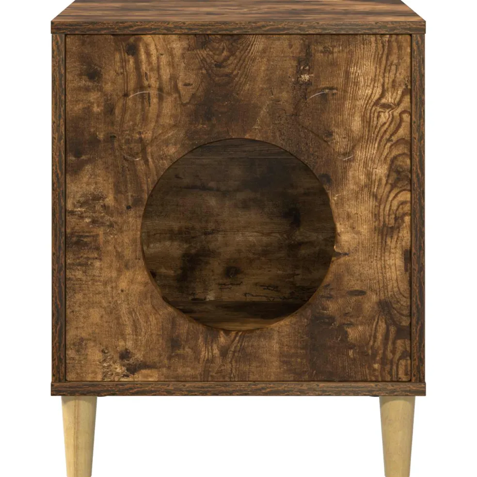 vidaXL Kattenhuis Gerookt eiken 42,5 x 40 x 53 cm Bewerkt hout