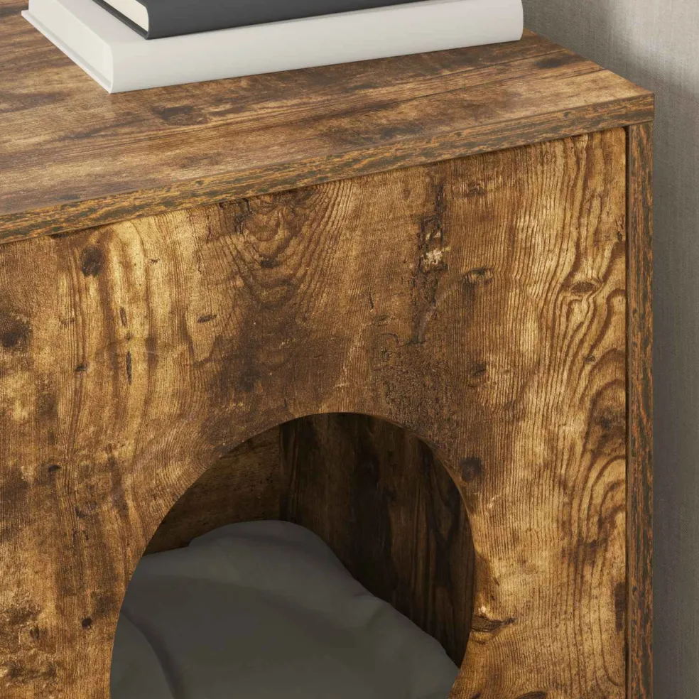 vidaXL Kattenhuis Gerookt eiken 42,5 x 40 x 53 cm Bewerkt hout