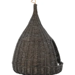 vidaXL Kattenhuis met kussen tipi 40x60 cm natuurlijk wilgen grijs