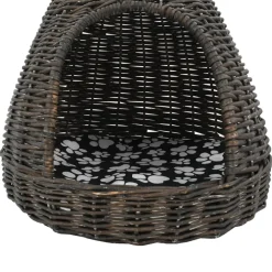 vidaXL Kattenhuis met kussen tipi 40x60 cm natuurlijk wilgen grijs
