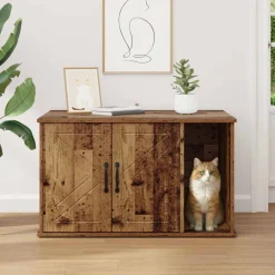 vidaXL Kattenhuis Oud hout 85 x 55 x 50,5 cm Bewerkt hout