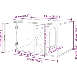 vidaXL Kattenhuis Oud hout 85 x 55 x 50,5 cm Bewerkt hout