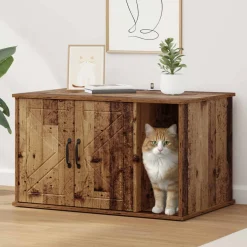 vidaXL Kattenhuis Oud hout 85 x 55 x 50,5 cm Bewerkt hout