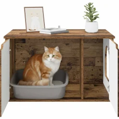 vidaXL Kattenhuis Oudhout 85 x 55 x 50,5 cm Bewerkt hout