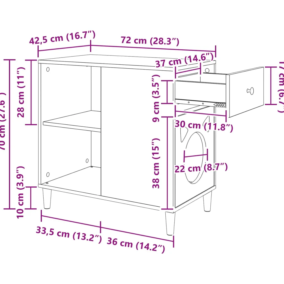 vidaXL Kattenhuis Sonoma Eiken 72 x 42,5 x 70 cm Bewerkt hout