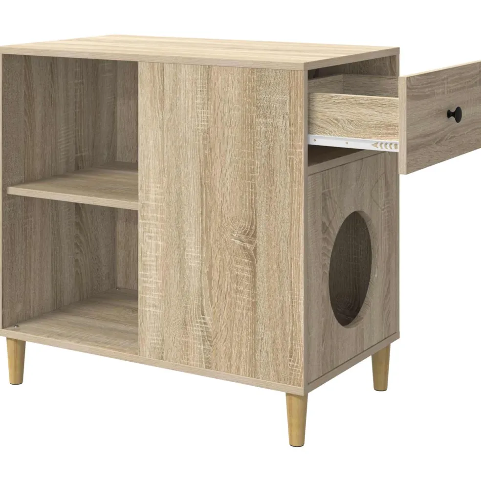 vidaXL Kattenhuis Sonoma Eiken 72 x 42,5 x 70 cm Bewerkt hout