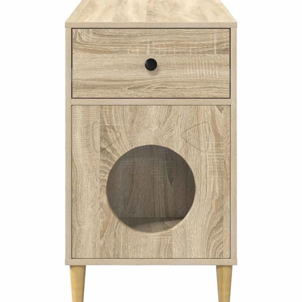 vidaXL Kattenhuis Sonoma Eiken 72 x 42,5 x 70 cm Bewerkt hout