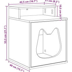 vidaXL Kattenhuis Sonoma 42,5 x 40 x 53,5 cm Bewerkt hout