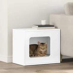 vidaXL Kattenhuis Wit 51 x 30 x 42,5 cm Bewerkt hout