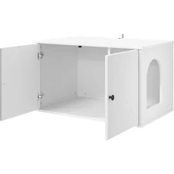 vidaXL Kattenhuis Wit 85 x 55 x 50,5 cm Bewerkt hout