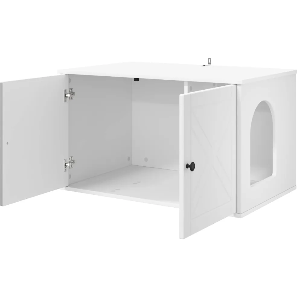 vidaXL Kattenhuis Wit 85 x 55 x 50,5 cm Bewerkt hout