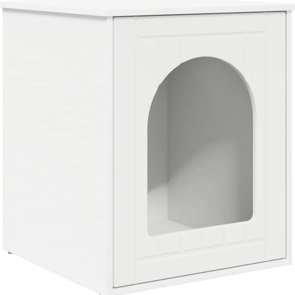 vidaXL Kattenhuis Wit 53 x 52 x 62 cm Bewerkt hout