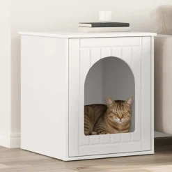 vidaXL Kattenhuis Wit 53 x 52 x 62 cm Bewerkt hout
