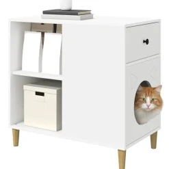 vidaXL Kattenhuis Wit 72 x 42,5 x 70 cm Bewerkt hout