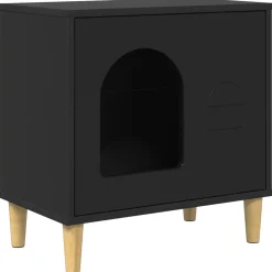vidaXL Kattenhuis Zwart 51 x 30 x 52 cm Bewerkt hout