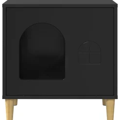 vidaXL Kattenhuis Zwart 51 x 30 x 52 cm Bewerkt hout