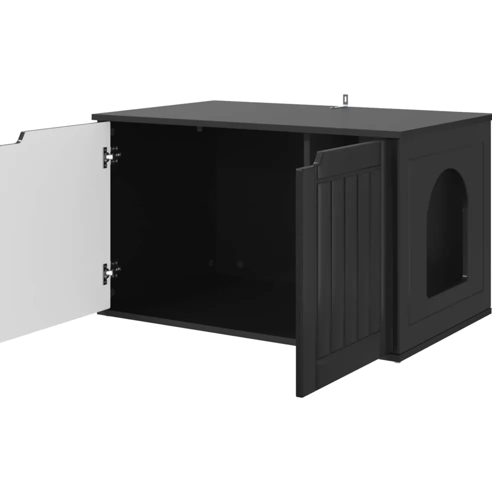 vidaXL Kattenhuis Zwart 85 x 55 x 50,5 cm Bewerkt hout