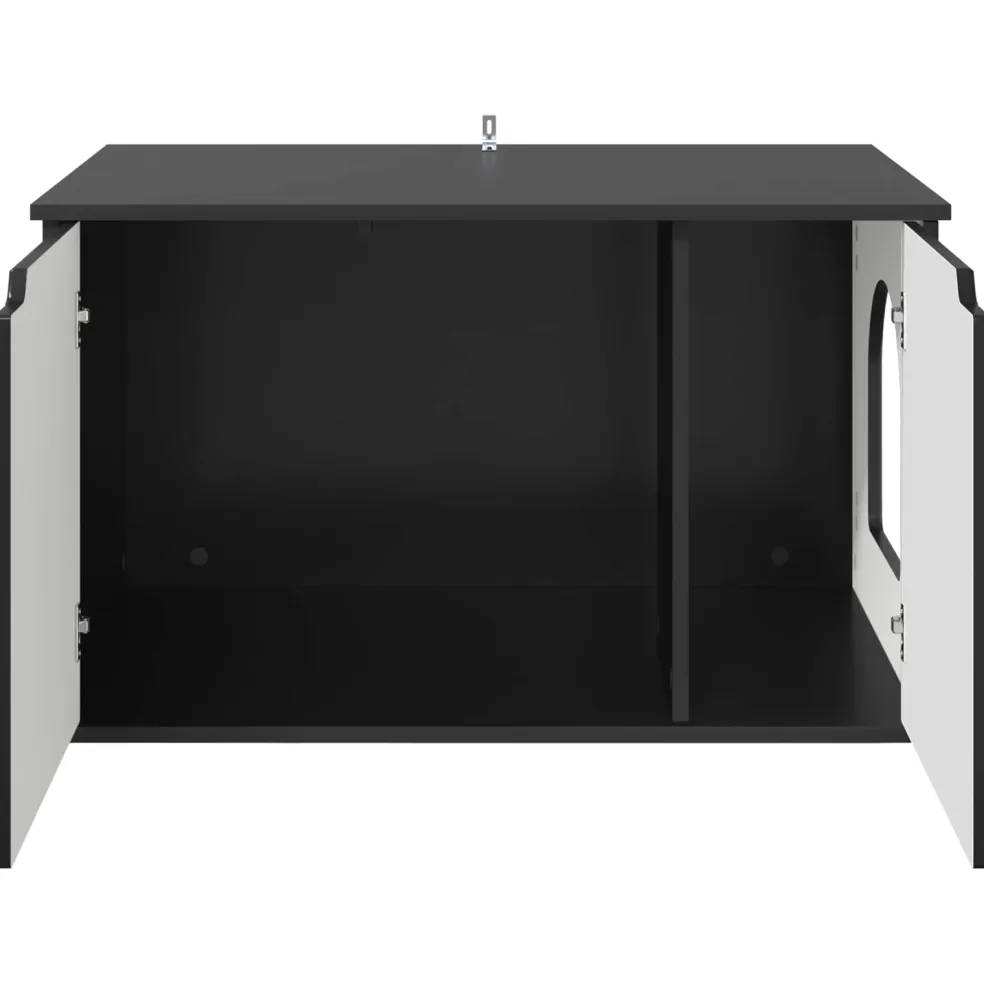 vidaXL Kattenhuis Zwart 85 x 55 x 50,5 cm Bewerkt hout