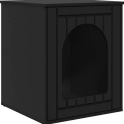 vidaXL Kattenhuis Zwart 53 x 52 x 62 cm Bewerkt hout