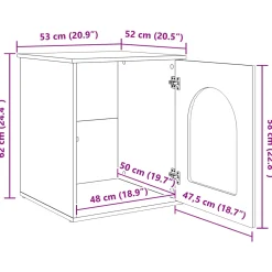 vidaXL Kattenhuis Zwart 53 x 52 x 62 cm Bewerkt hout