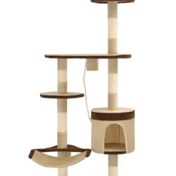 vidaXL Kattenkrabpaal met krabpalen wandmontage 194 cm beige bruin