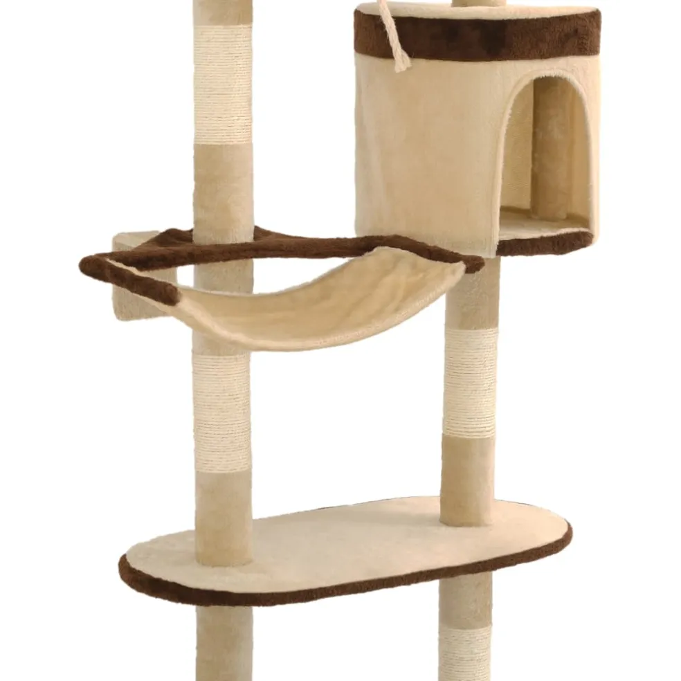 vidaXL Kattenkrabpaal met krabpalen wandmontage 194 cm beige bruin