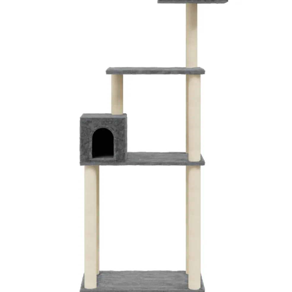 vidaXL Kattenkrabpaal met sisal krabpalen 147 cm donkergrijs