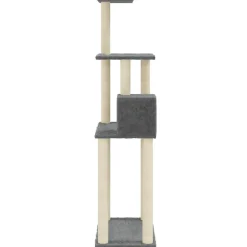 vidaXL Kattenkrabpaal met sisal krabpalen 147 cm donkergrijs